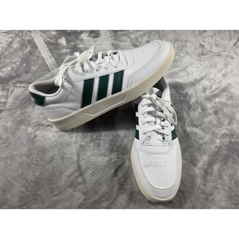 Adidas Breaknet 3.0 Men's US 13 White Green Low Top Court Style Shoes JR3549 EUC